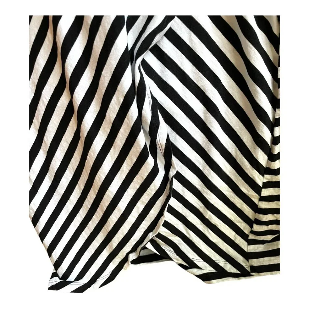 T by Talbots Size LP Black & White Scoop Neck Short Sleeve Midi Striped Dress - Picture 5 of 7